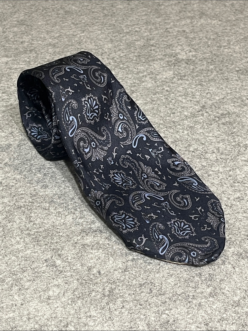 Balmain Navy Paisley Tie with Light Blue Accents